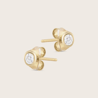14k Gold Bezel Lab Grown Diamond Stud Earrings