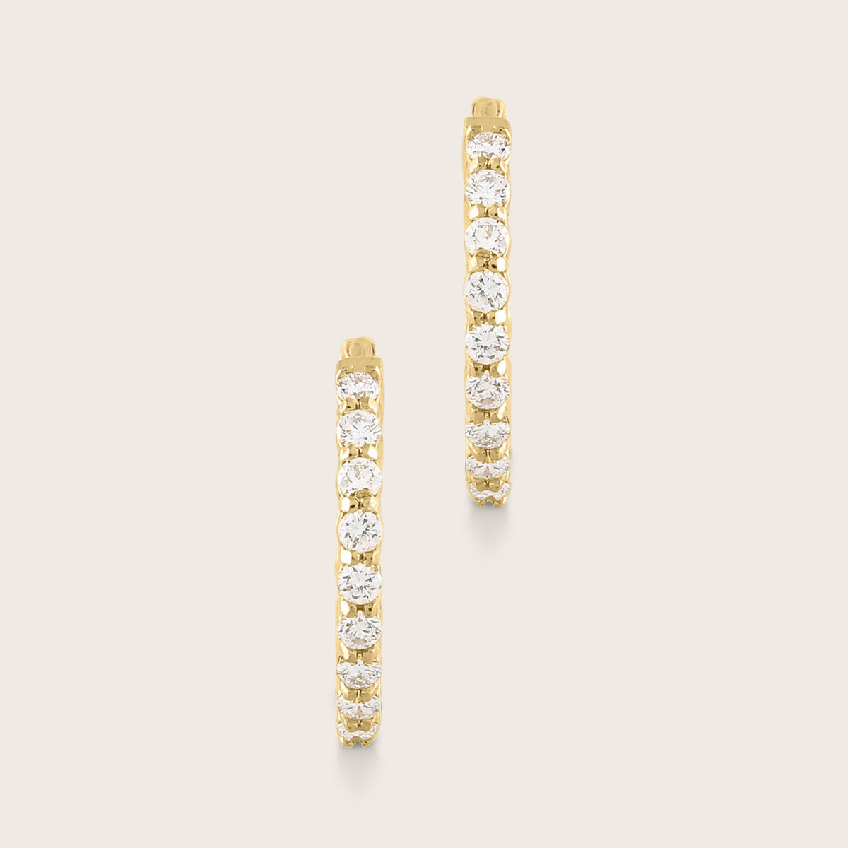 14k Yellow Gold Lab Grown Diamond Huggie Hoop Earrings
