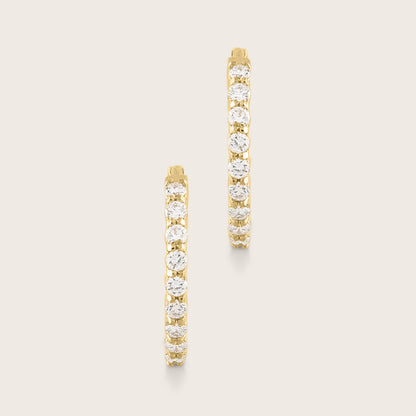14k Yellow Gold Lab Grown Diamond Huggie Hoop Earrings