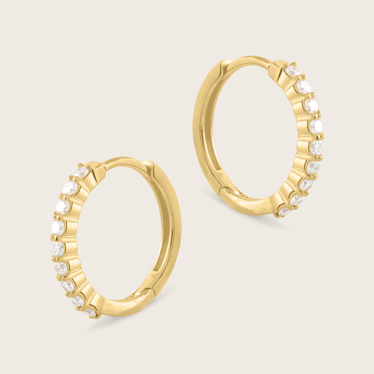 14k Yellow Gold Lab Grown Diamond Huggie Hoop Earrings