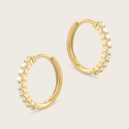 14k Yellow Gold Lab Grown Diamond Huggie Hoop Earrings