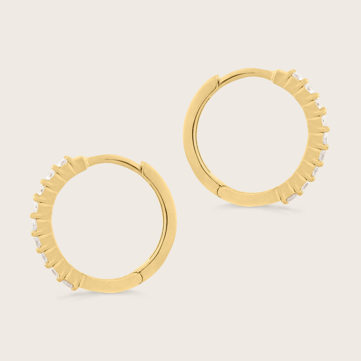 14k Yellow Gold Lab Grown Diamond Huggie Hoop Earrings
