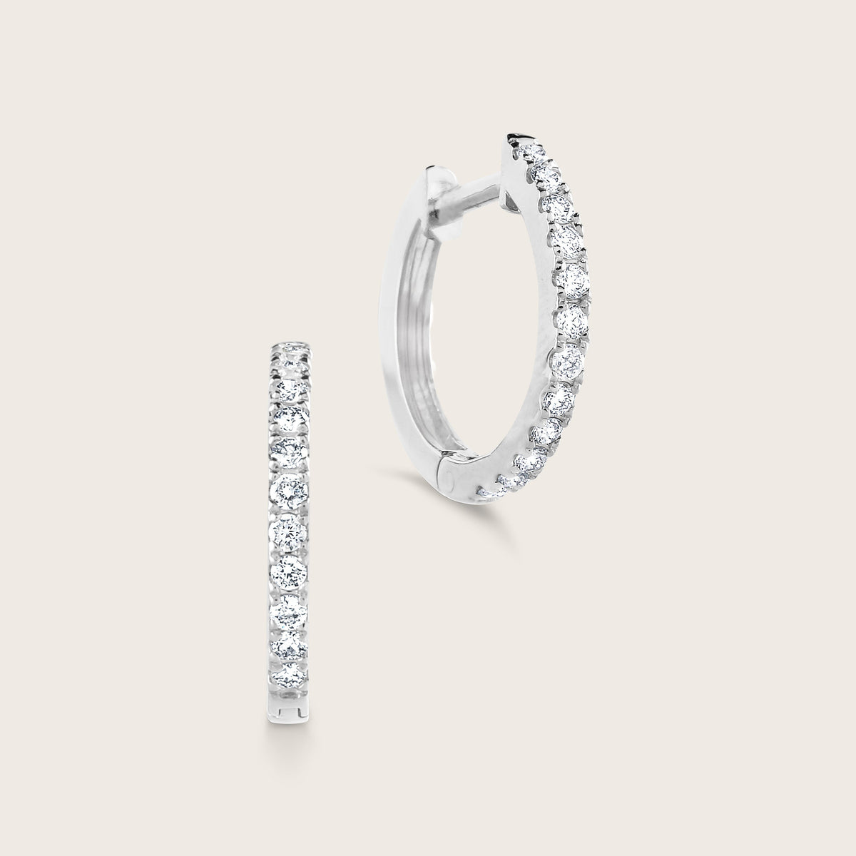 14k Gold Lab Grown Diamond Half Pavé Hoop Earrings