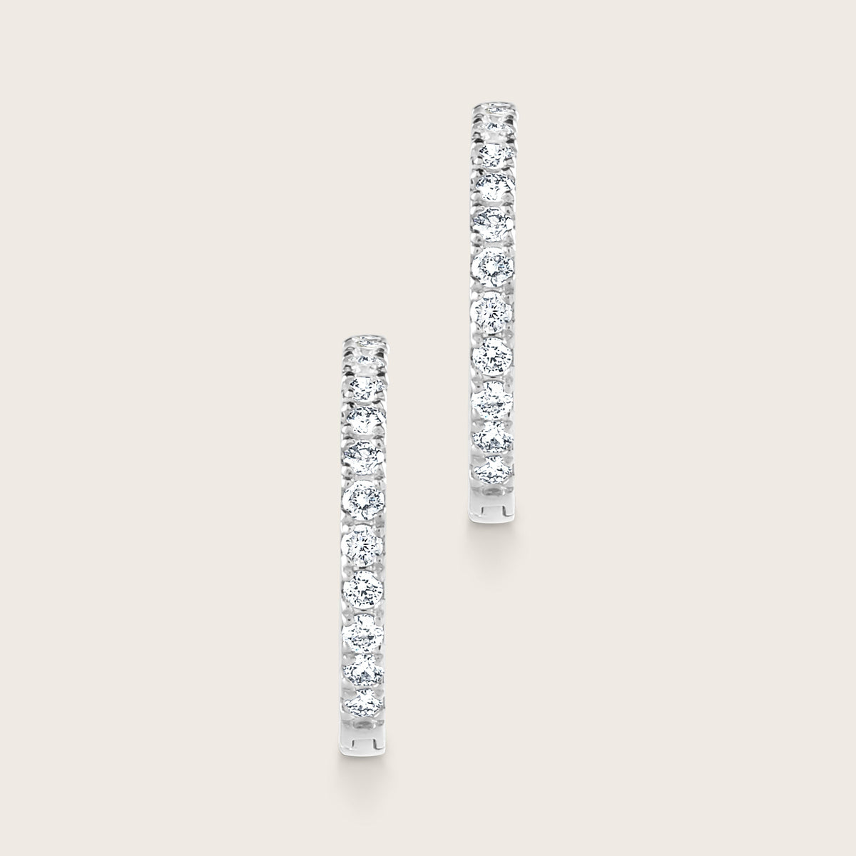 14k Gold Lab Grown Diamond Half Pavé Hoop Earrings