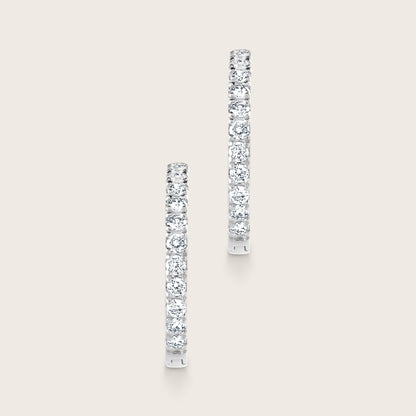 14k Gold Lab Grown Diamond Half Pavé Hoop Earrings