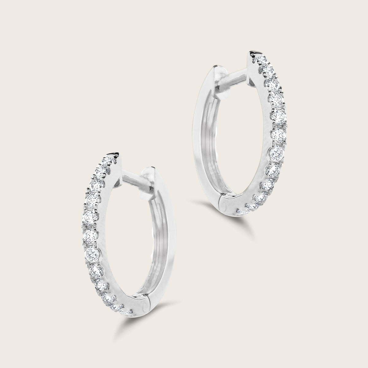14k Gold Lab Grown Diamond Half Pavé Hoop Earrings