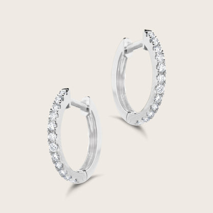 14k Gold Lab Grown Diamond Half Pavé Hoop Earrings
