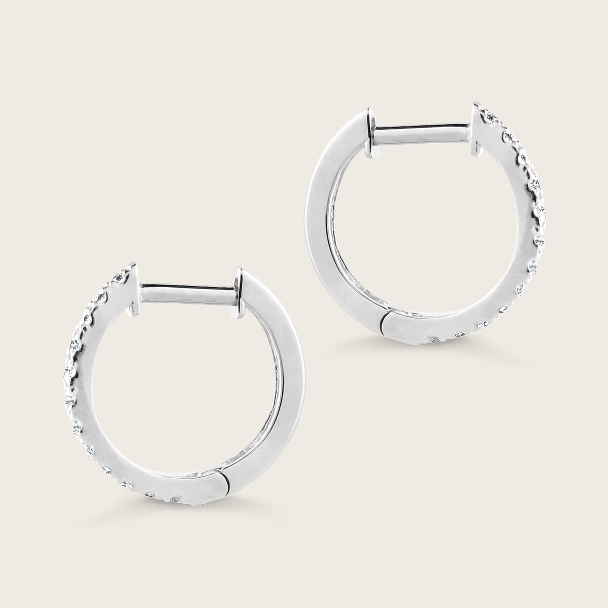 14k Gold Lab Grown Diamond Half Pavé Hoop Earrings