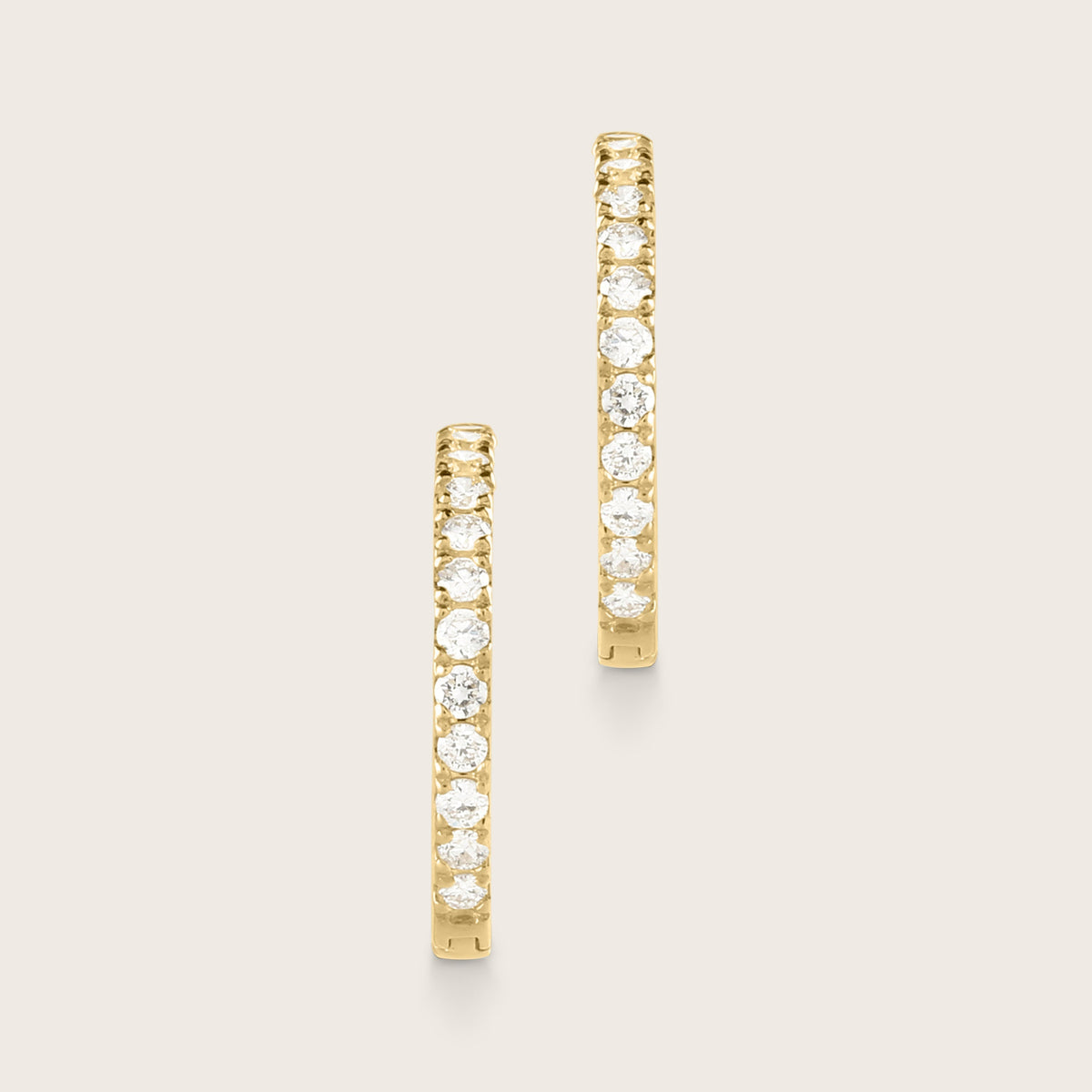 14k Gold Lab Grown Diamond Half Pavé Hoop Earrings