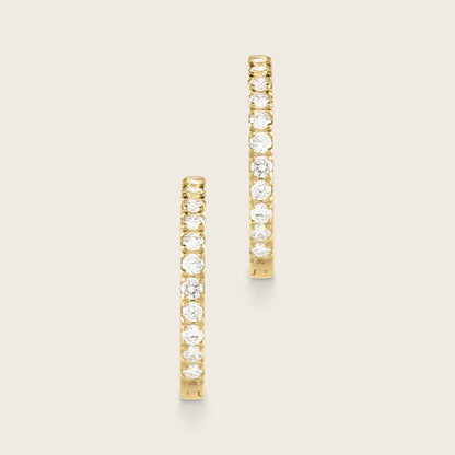 14k Gold Lab Grown Diamond Half Pavé Hoop Earrings