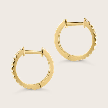 14k Gold Lab Grown Diamond Half Pavé Hoop Earrings