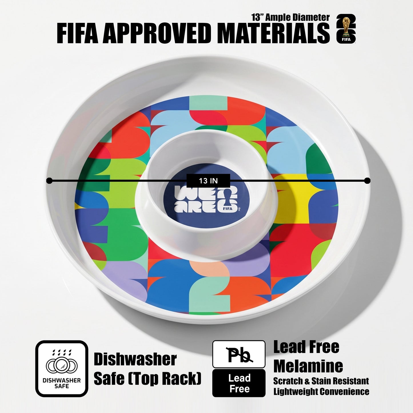 FIFA 26 Can Mex Us Melamine Chip & Dip 13"D