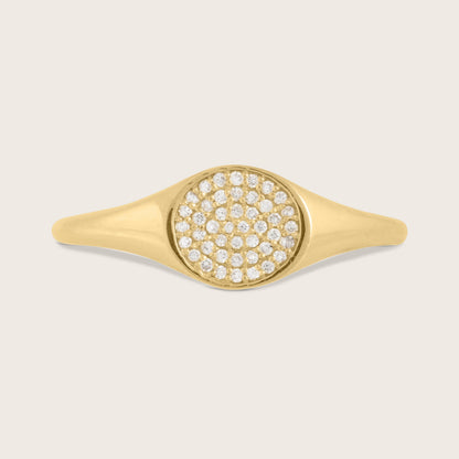 14k Yellow Gold Lab Grown Diamond Signet Ring
