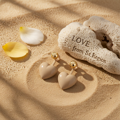 Gray Enamel & Goldtone Heart Ear Jackets