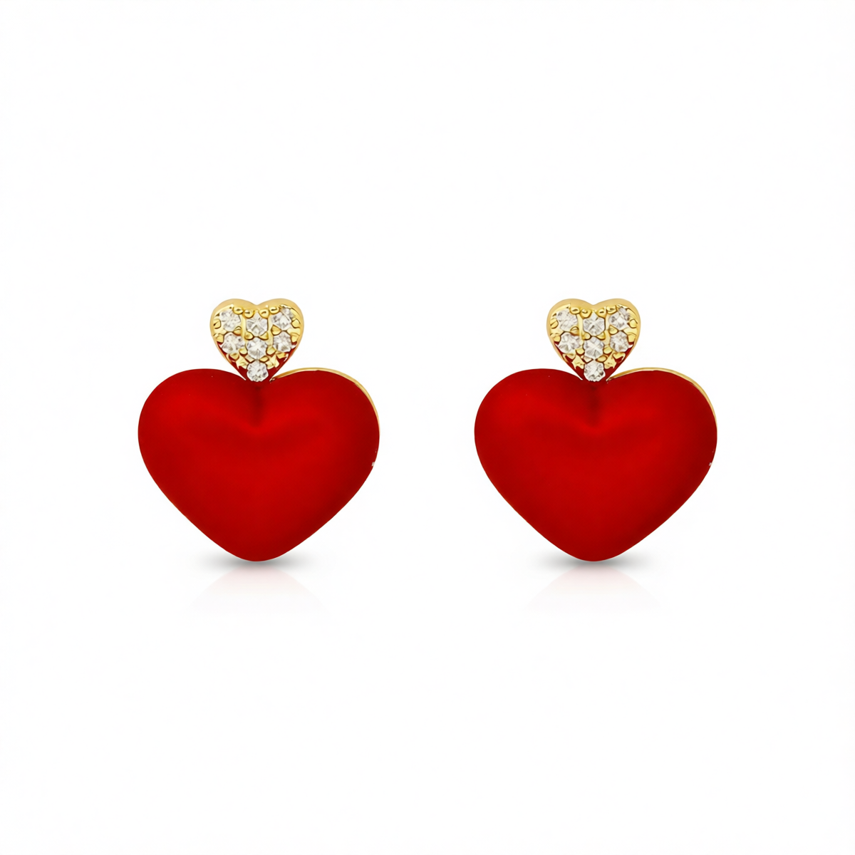Cubic Zirconia & Resin 3-D Heart Drop Earrings
