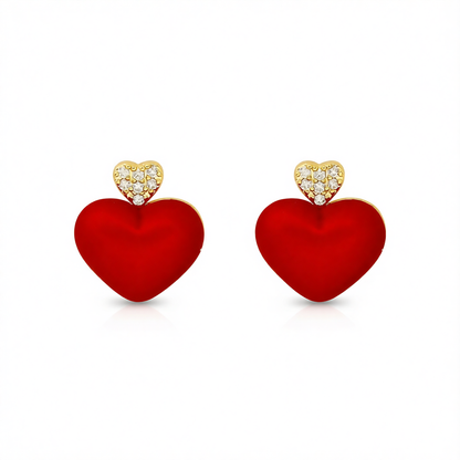 Cubic Zirconia & Resin 3-D Heart Drop Earrings