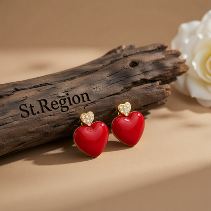 Cubic Zirconia & Resin 3-D Heart Drop Earrings