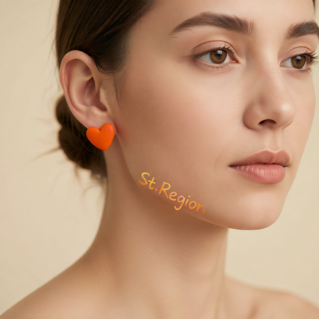 Orange Acrylic Heart Stud Earrings