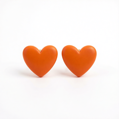 Orange Acrylic Heart Stud Earrings