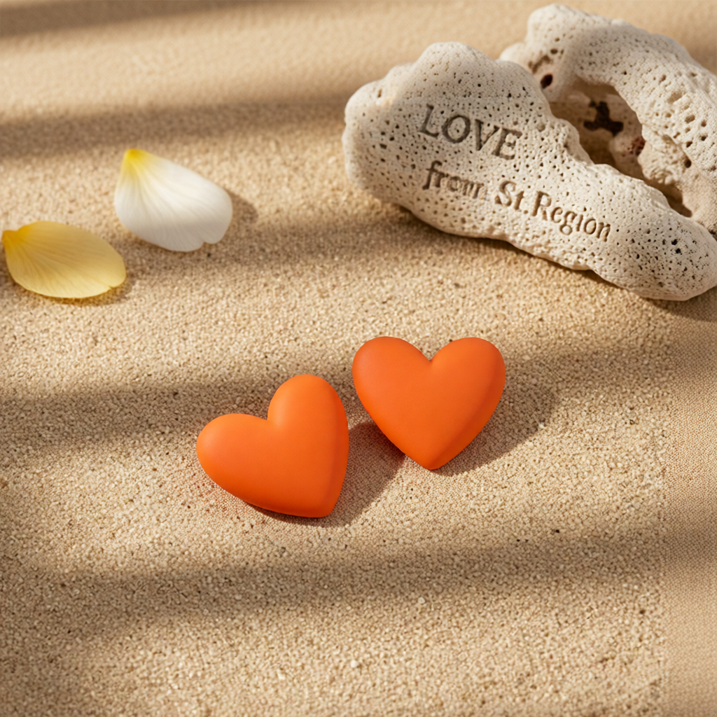 Orange Acrylic Heart Stud Earrings