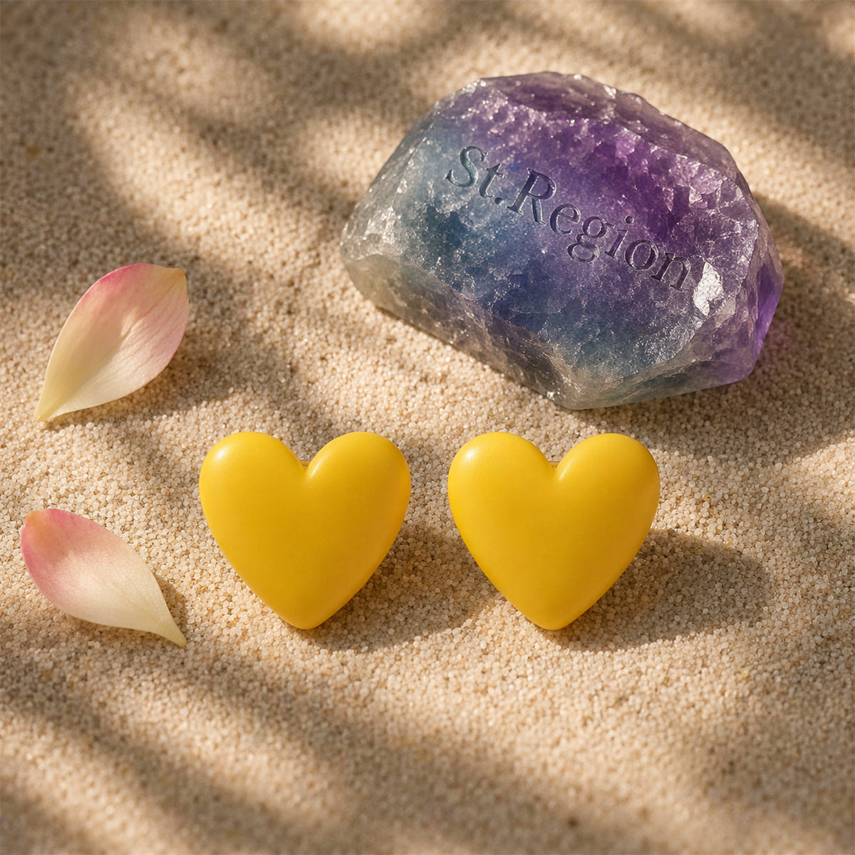 Yellow Acrylic Heart Stud Earrings