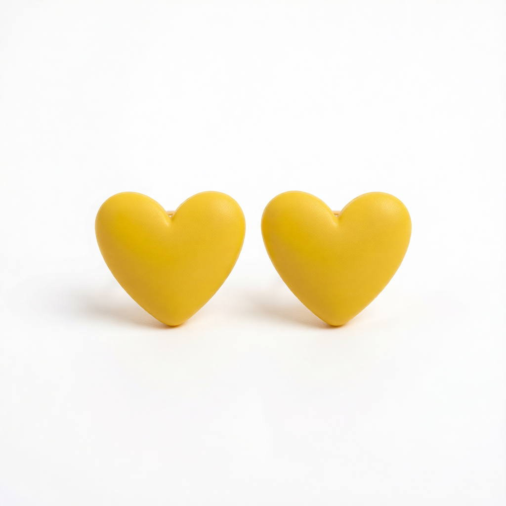 Yellow Acrylic Heart Stud Earrings