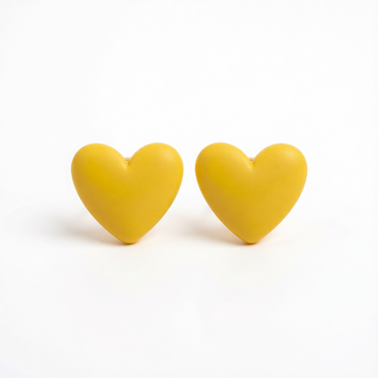 Yellow Acrylic Heart Stud Earrings