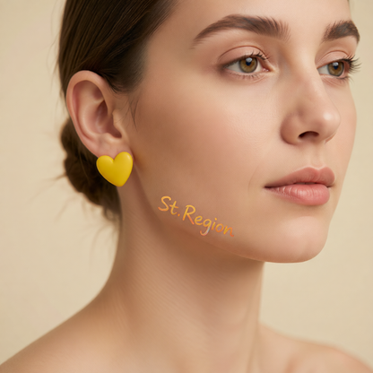 Yellow Acrylic Heart Stud Earrings