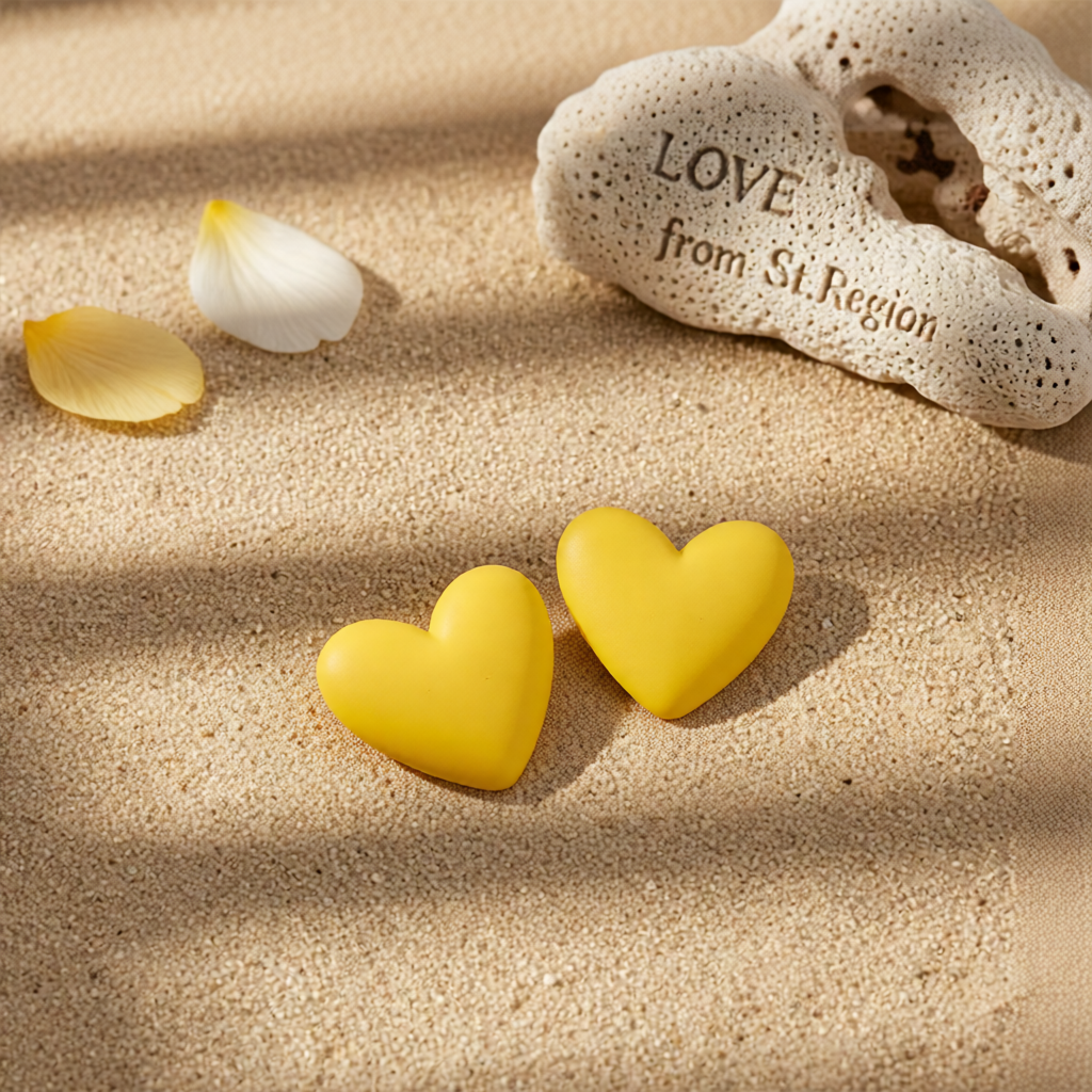 Yellow Acrylic Heart Stud Earrings