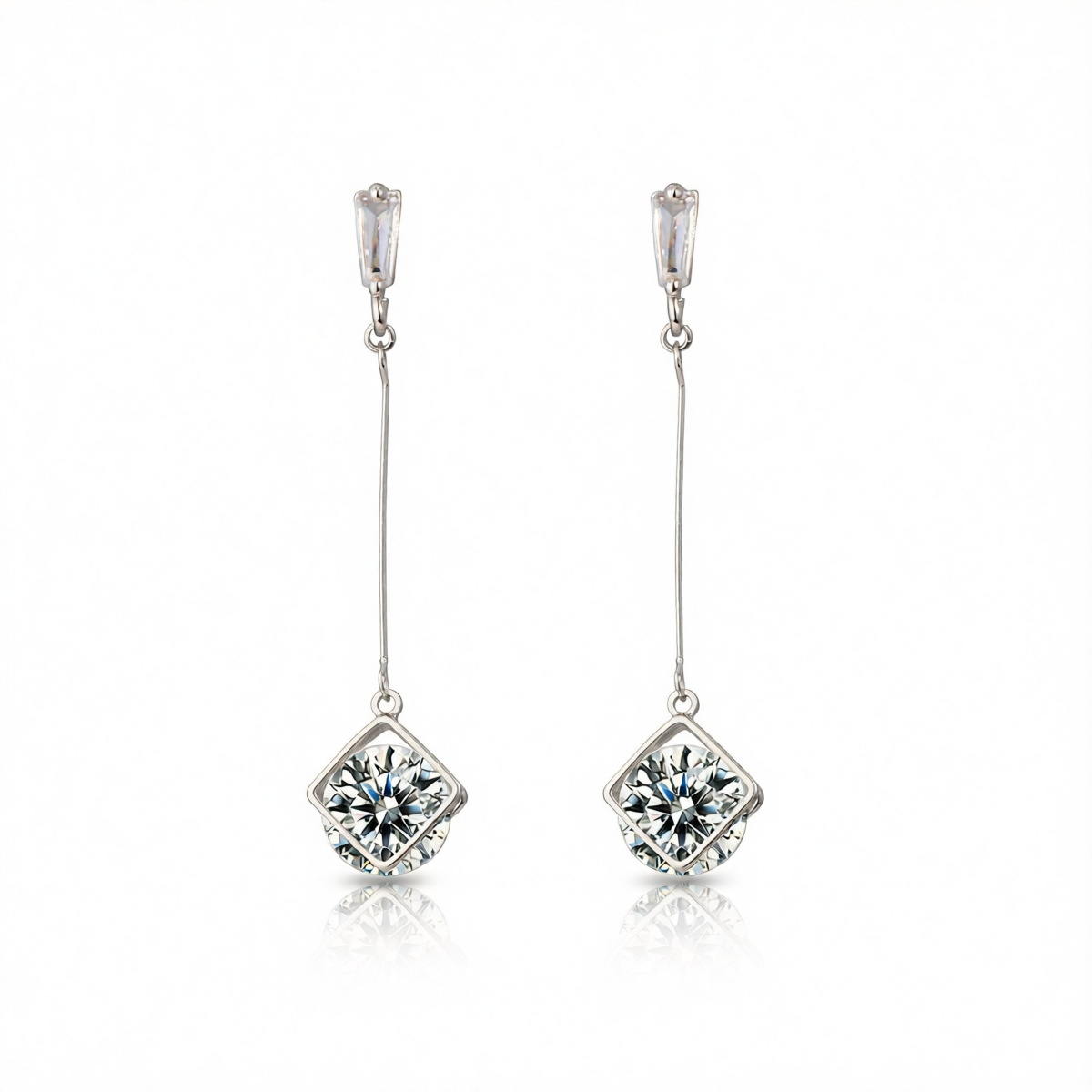 Crystal & Silvertone Round Drop Earrings