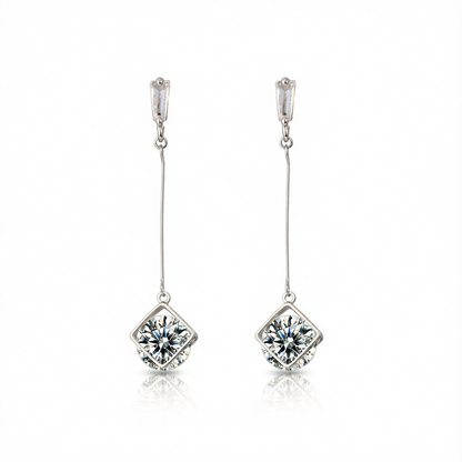 Crystal & Silvertone Round Drop Earrings