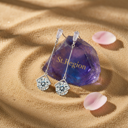 Crystal & Silvertone Round Drop Earrings