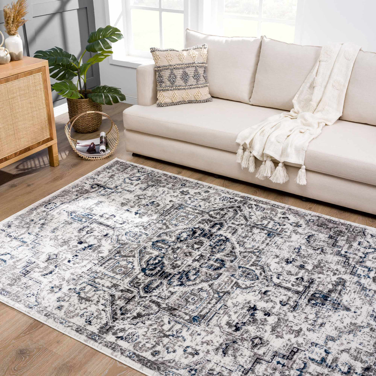 Buenaventura Cream & Navy Area Rug - Clearance