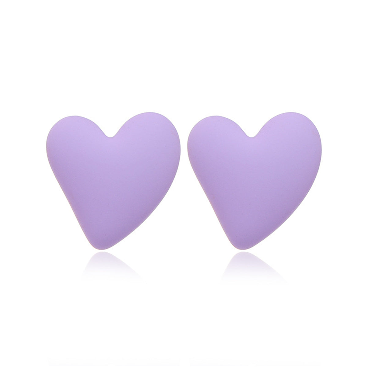 Light Purple Acrylic & Silvertone Heart Stud Earrings