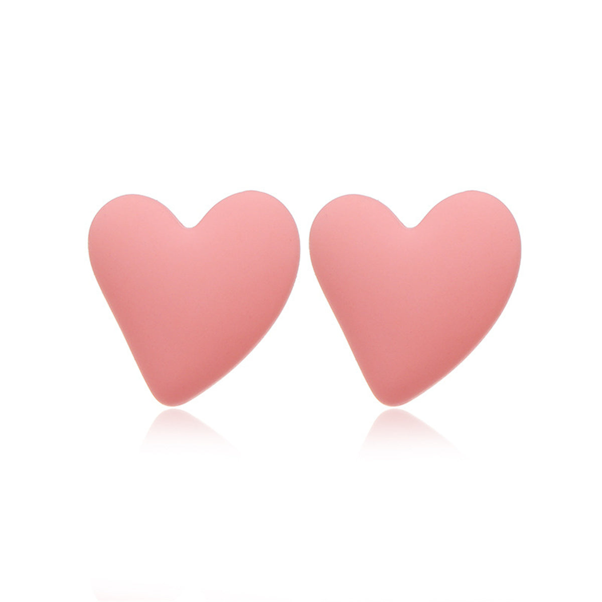 Pink Acrylic & Silvertone Heart Stud Earrings