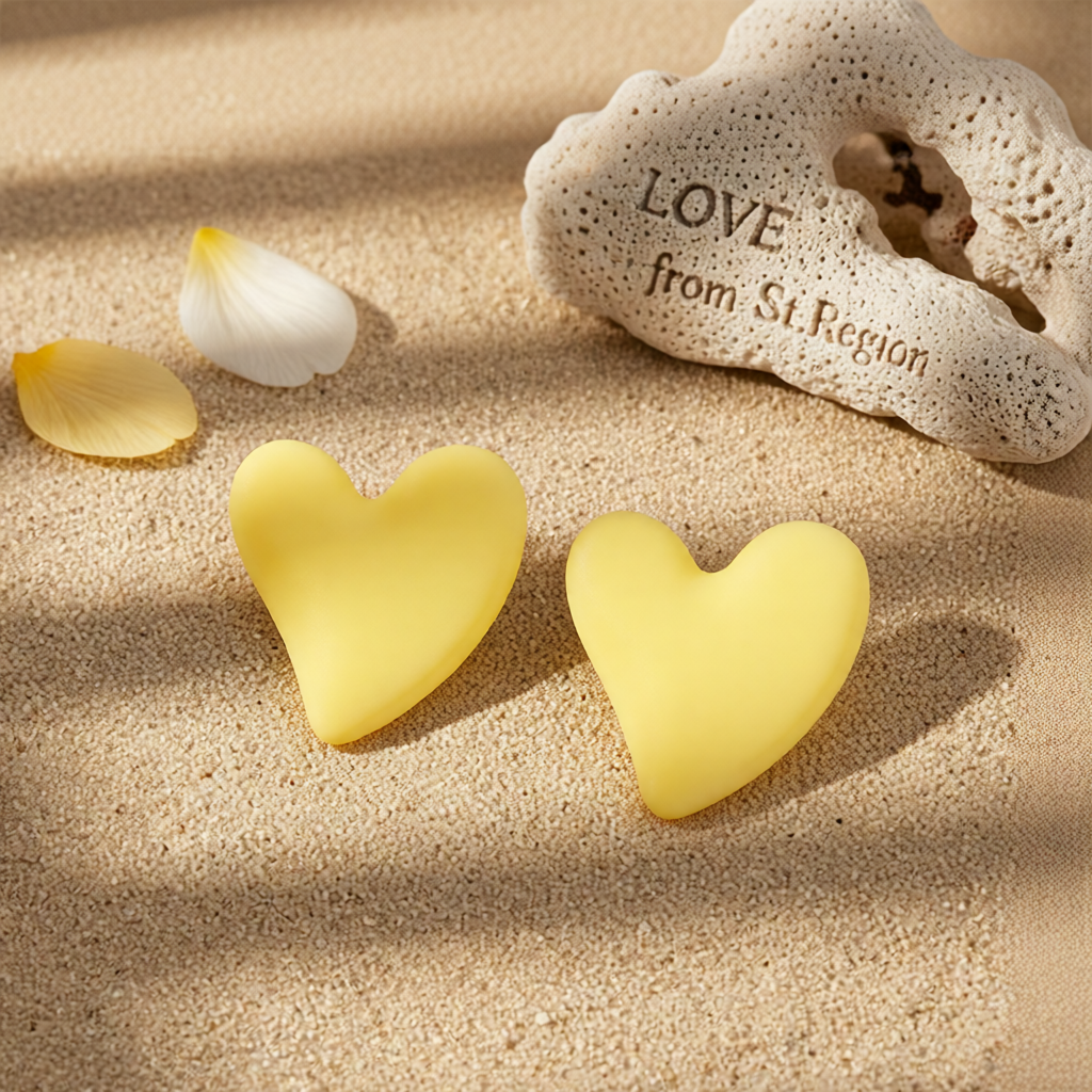 Yellow Acrylic & Silve-Plated Heart Stud Earrings