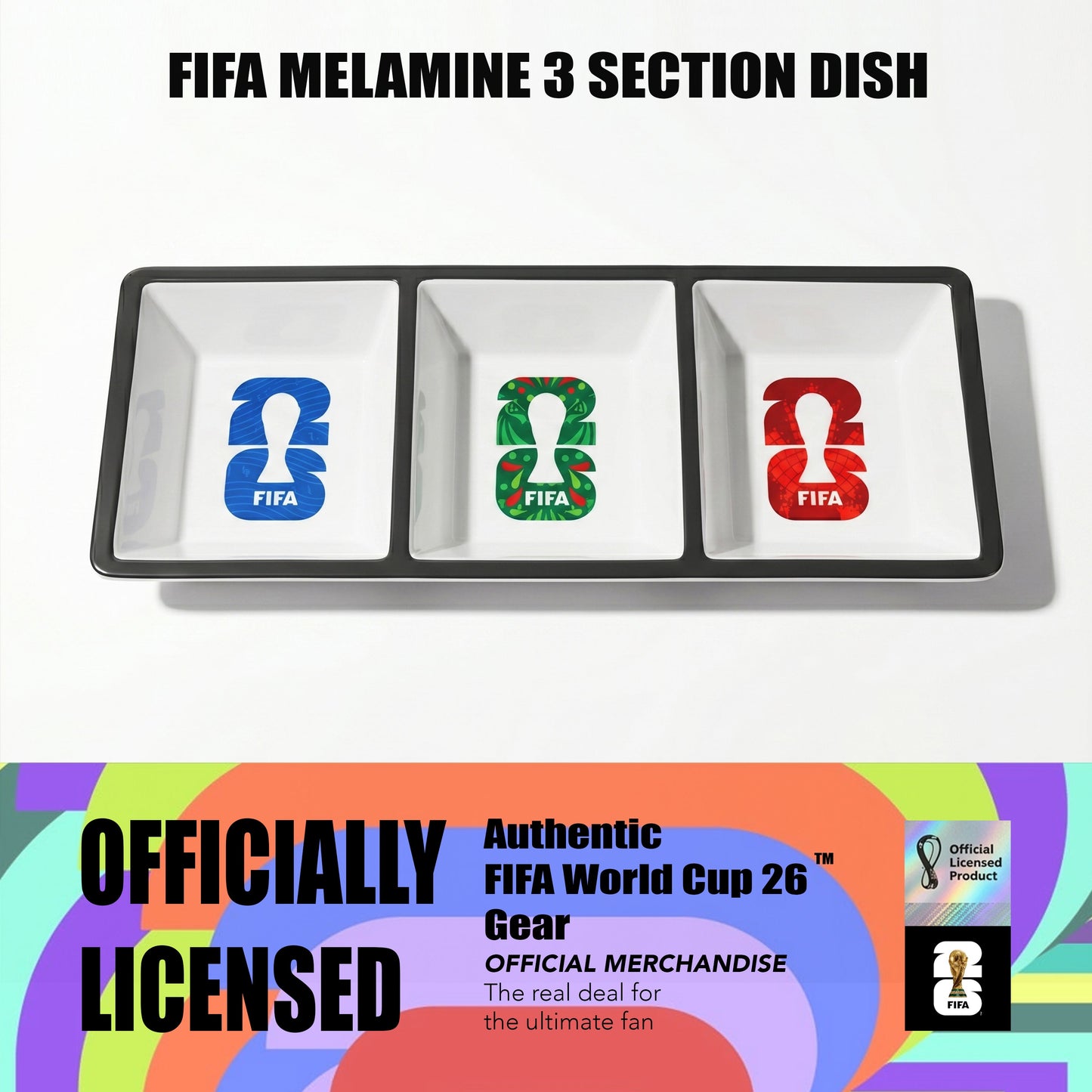 FIFA 2026 Melamine 3 Section Dish