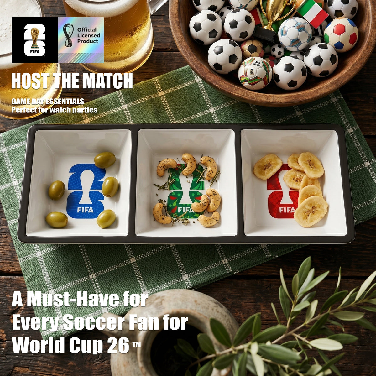 FIFA 2026 Melamine 3 Section Dish