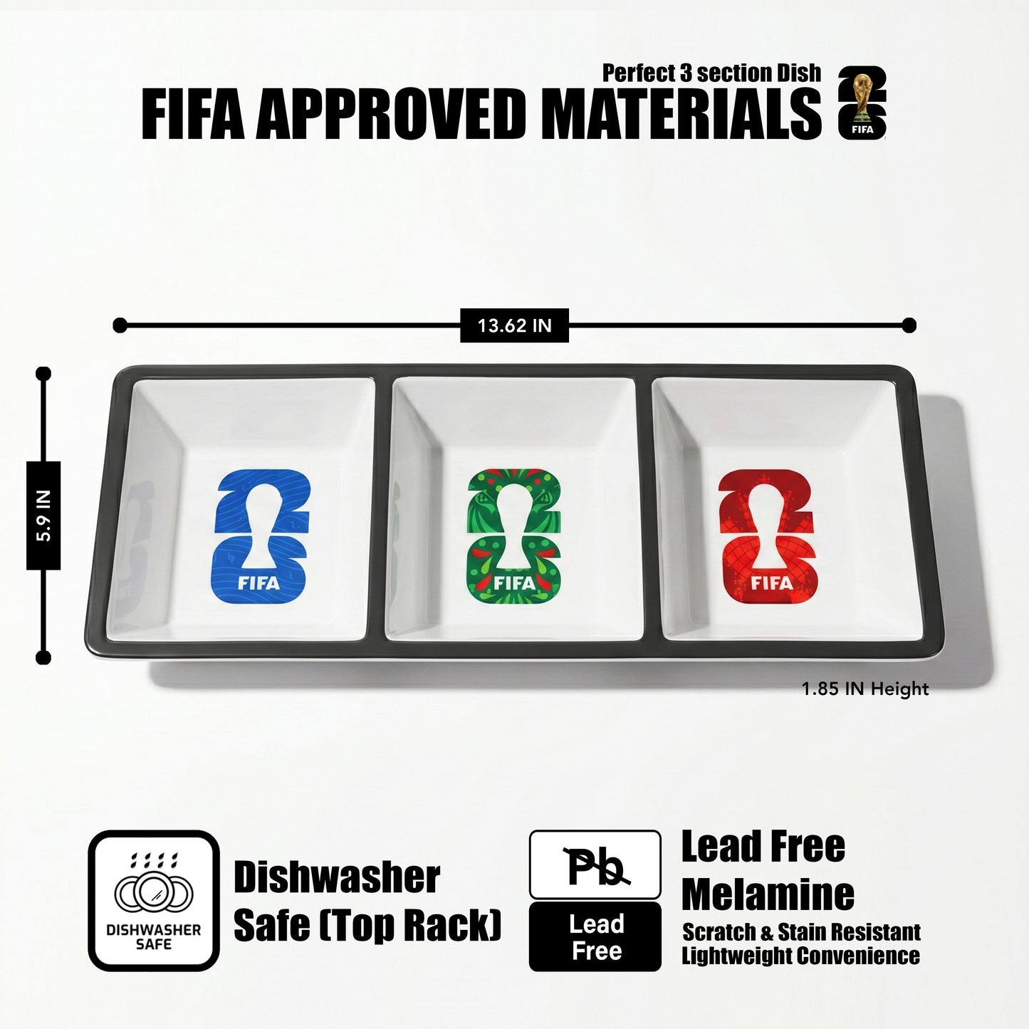 FIFA 2026 Melamine 3 Section Dish