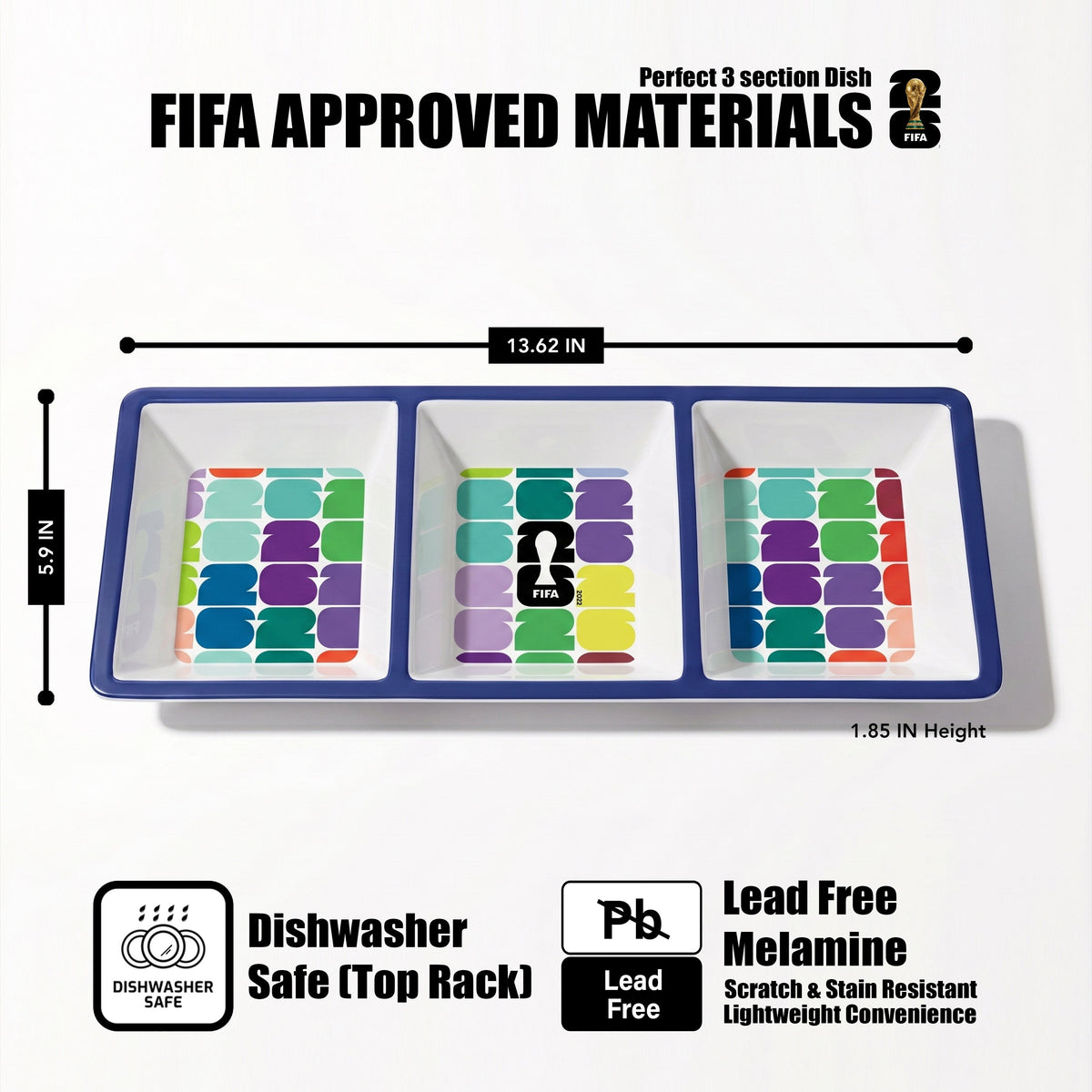 FIFA 2026 Melamine 3 Section Dish