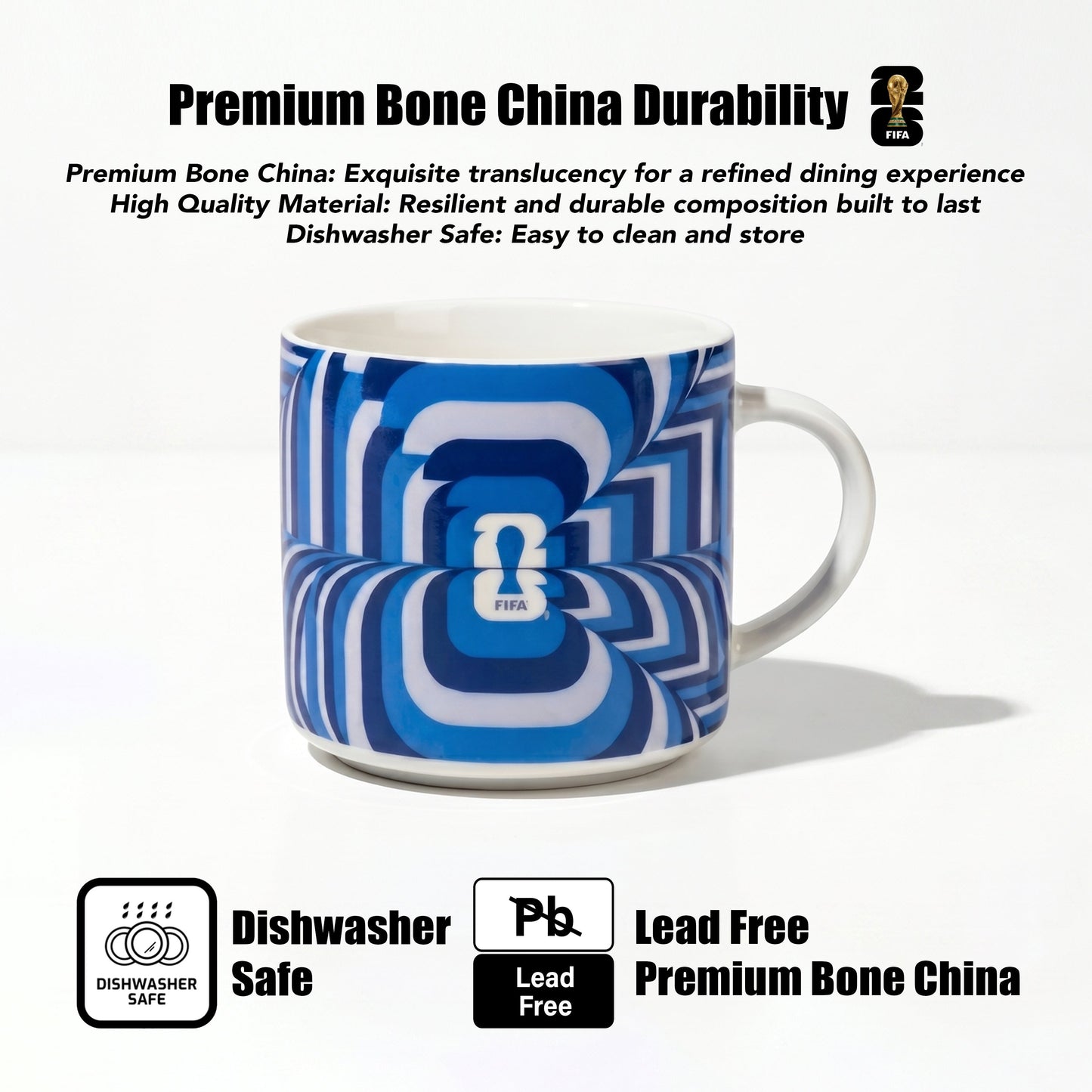 FIFA Trophy Mug 21.9 OZ./650 Ml Color Glaze Bone China