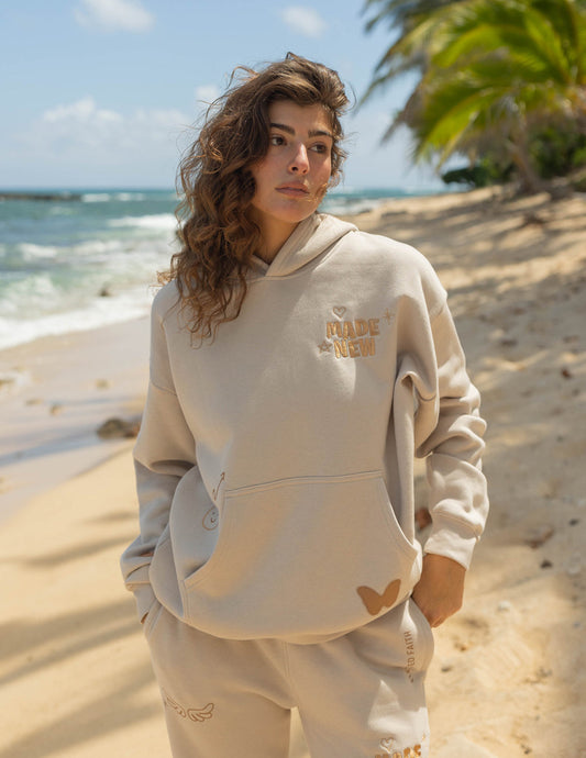 Elevated Faith Made New Cream Unisex Hoodie