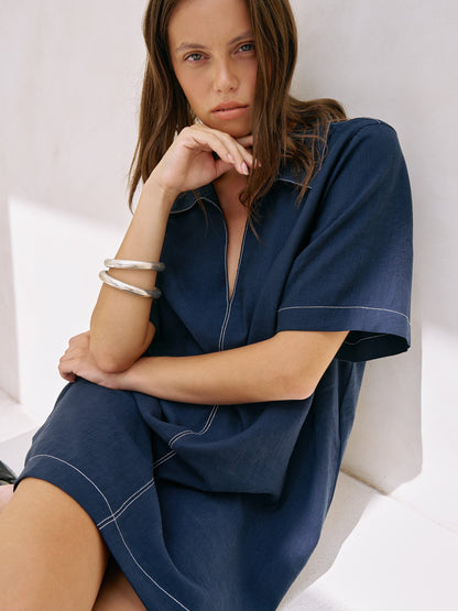 Mae Popover Mini Dress - Navy