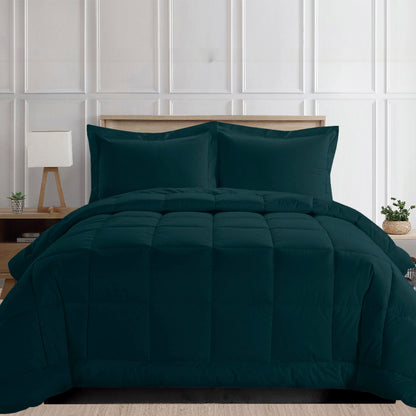 Elegant Comfort 3-Piece Box Stitched Comforter & Shams - Duvet Insert with 4 Corner Tabs