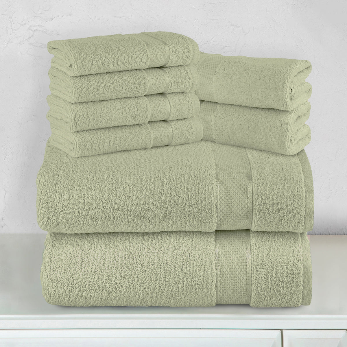 Elegant Comfort 8-Piece Turkish Cotton Towel Set, 4 Washcloths, 2 Hand Towels and 2 Bath Towels