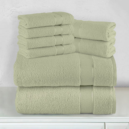 Elegant Comfort 8-Piece Turkish Cotton Towel Set, 4 Washcloths, 2 Hand Towels and 2 Bath Towels
