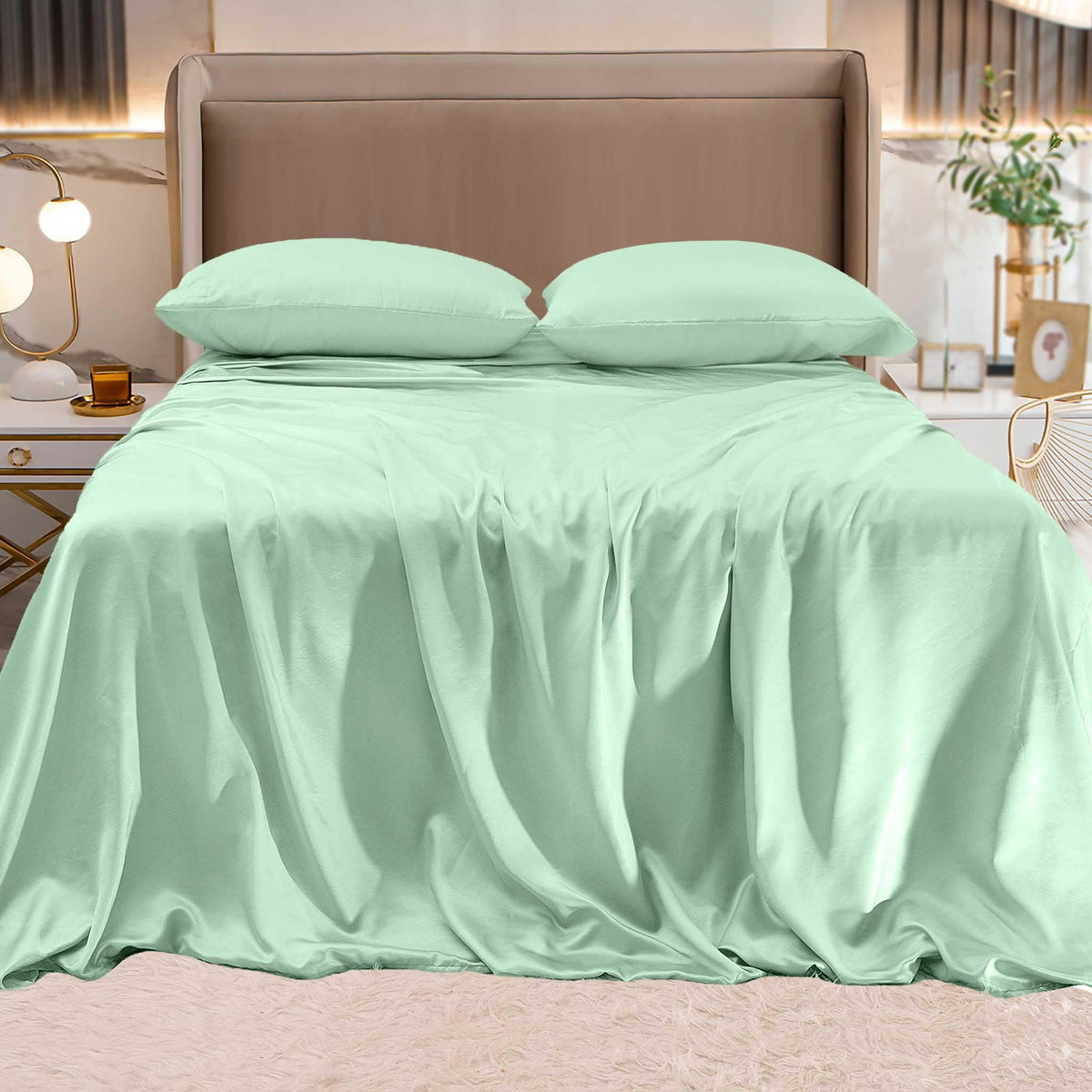 Elegant Comfort Fine 4-Piece Silky Satin Sheet Set, Bright Shades