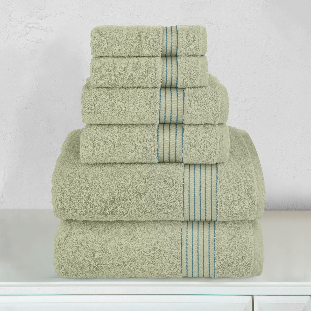 Elegant Comfort 6-Piece Turkish Cotton Towel Set, 2 Washcloths, 2 Hand Towels and 2 Bath Towels