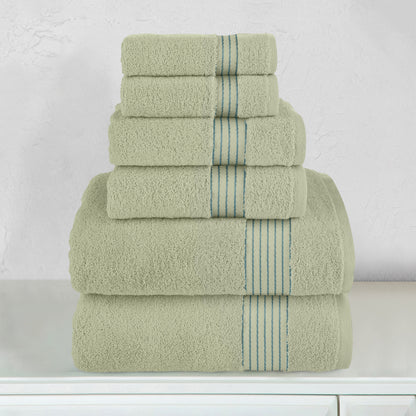 Elegant Comfort 6-Piece Turkish Cotton Towel Set, 2 Washcloths, 2 Hand Towels and 2 Bath Towels