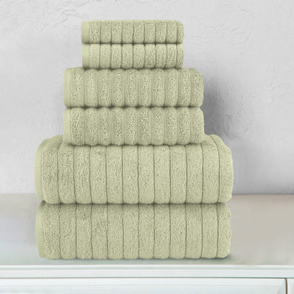 Elegant Comfort 6-Piece Turkish Cotton Corduroy Towel Set, 2 Washcloths, 2 Hand Towels and 2 Bath Towels